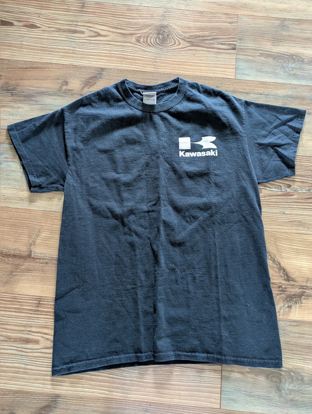 Kawasaki Official Merch Black & White Double Sided Logo Short Sleeve T-Shirt MED